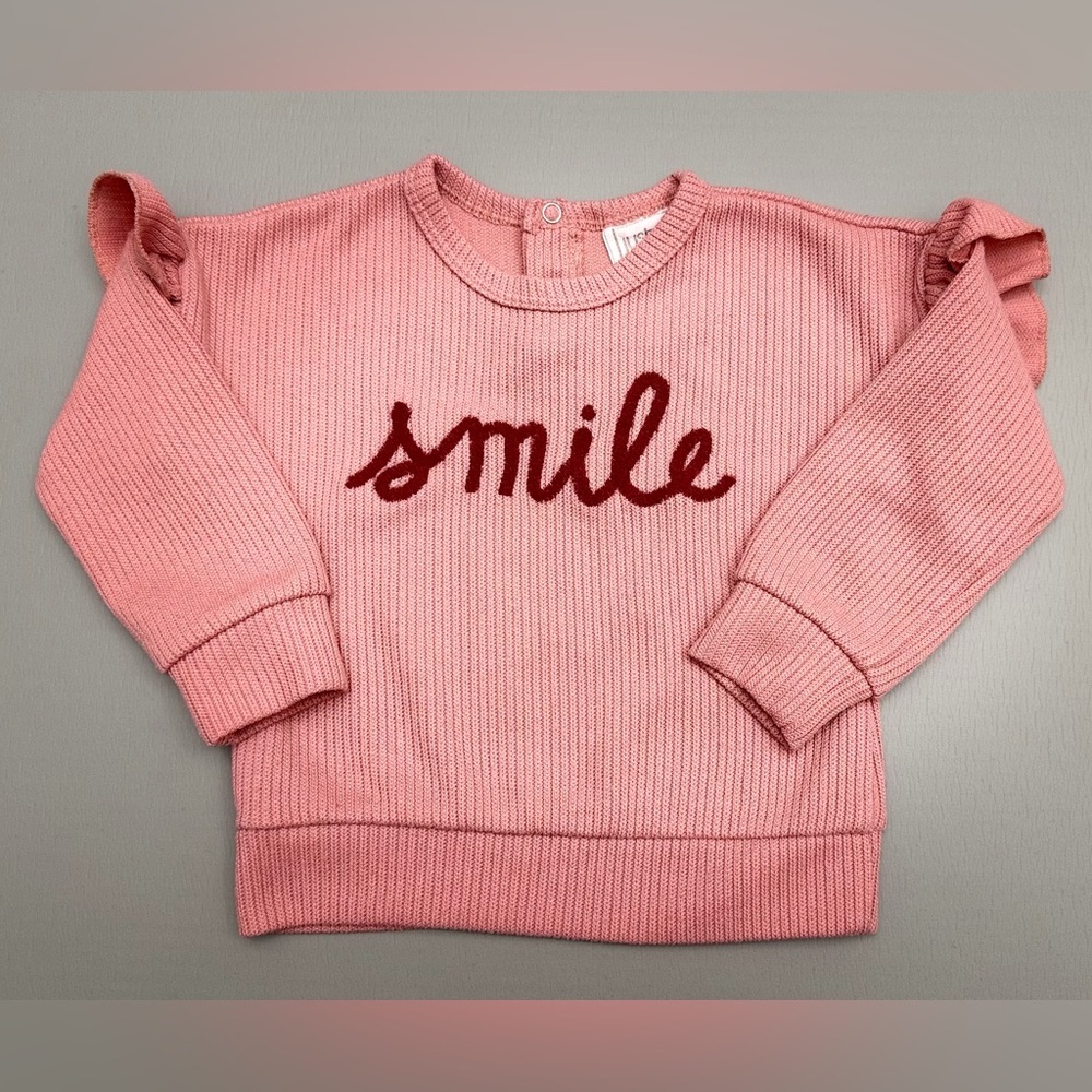 Adorable baby girl ribbed knit sweater by Just Lizzy